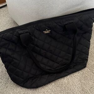 kate spade Quilted Black Nylon Tote with Gold Logo